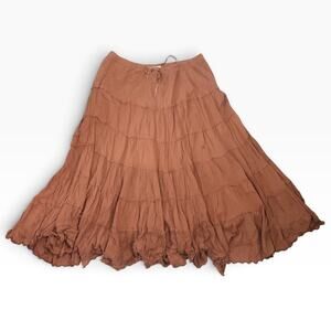 Vintage Y2K C.C. Couture Brown Tiered Peasant Midi Skirt 2X